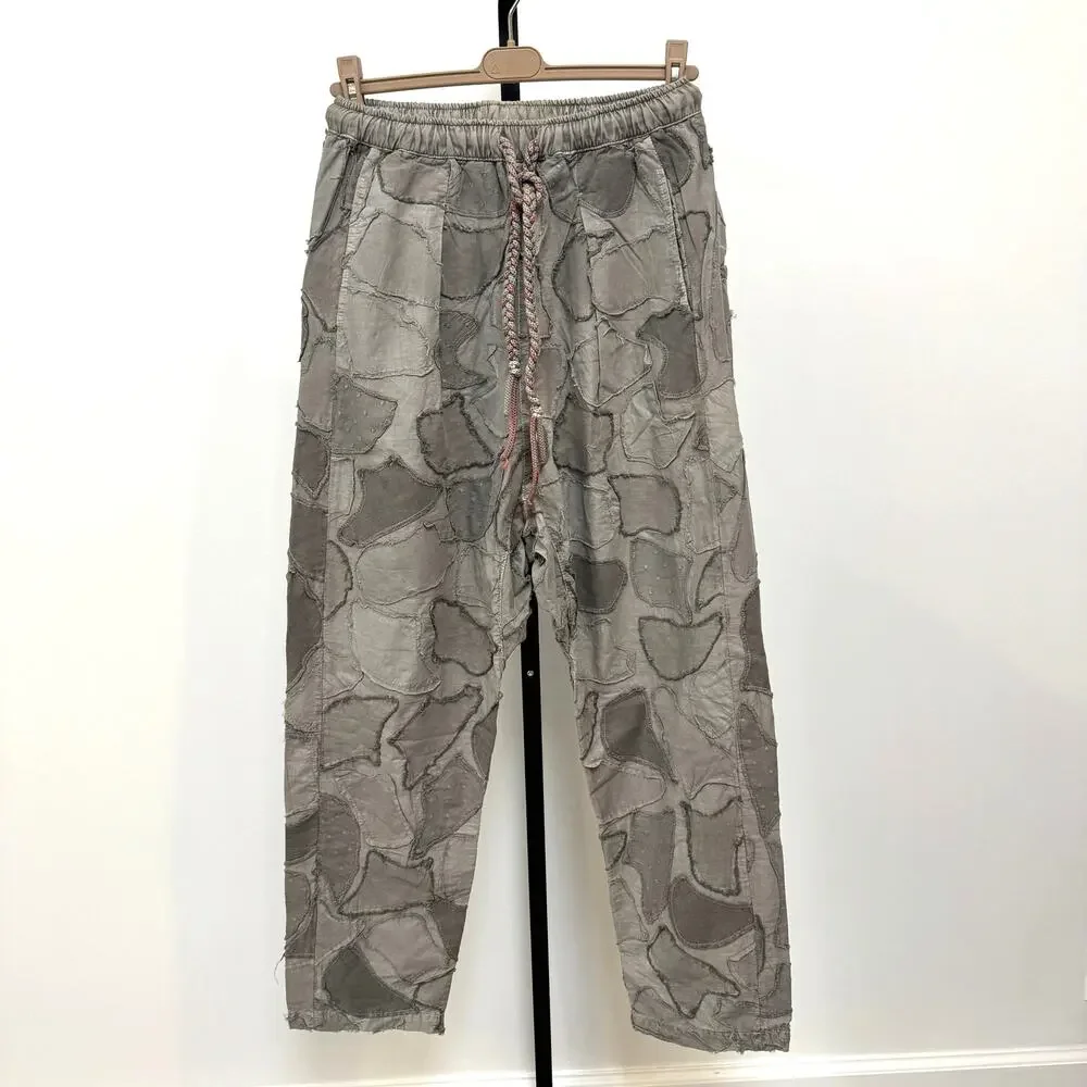 Dr. Collector's P61 Chinos Sage Green Pigment Dye Camo Patchwork Pants Medium